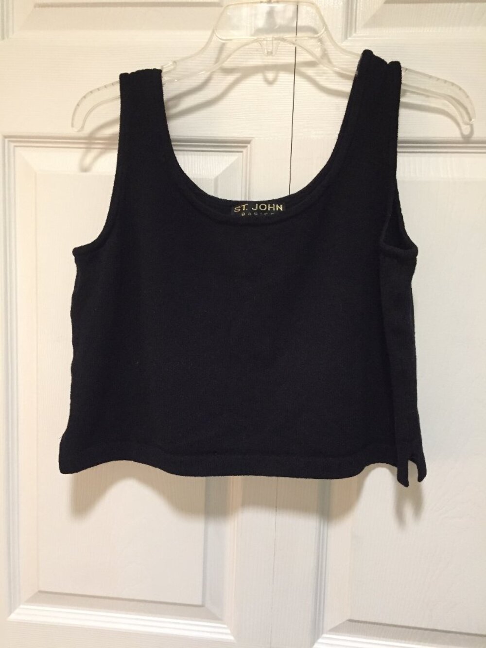 St. John Basic Knit Crop Sleeveless Tank Top Womens Black Sleeveless Size M*